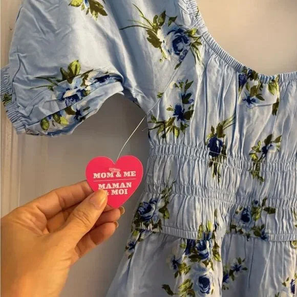 The Childrens Place Floral Blue Dress Sz M 7/8 - Picture 4 of 5